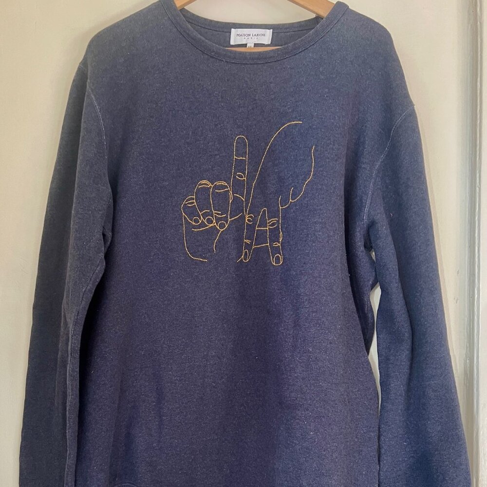 Maison Labiche Paris Embroidered blue sweatshirt, size: XXL , made in Portugual